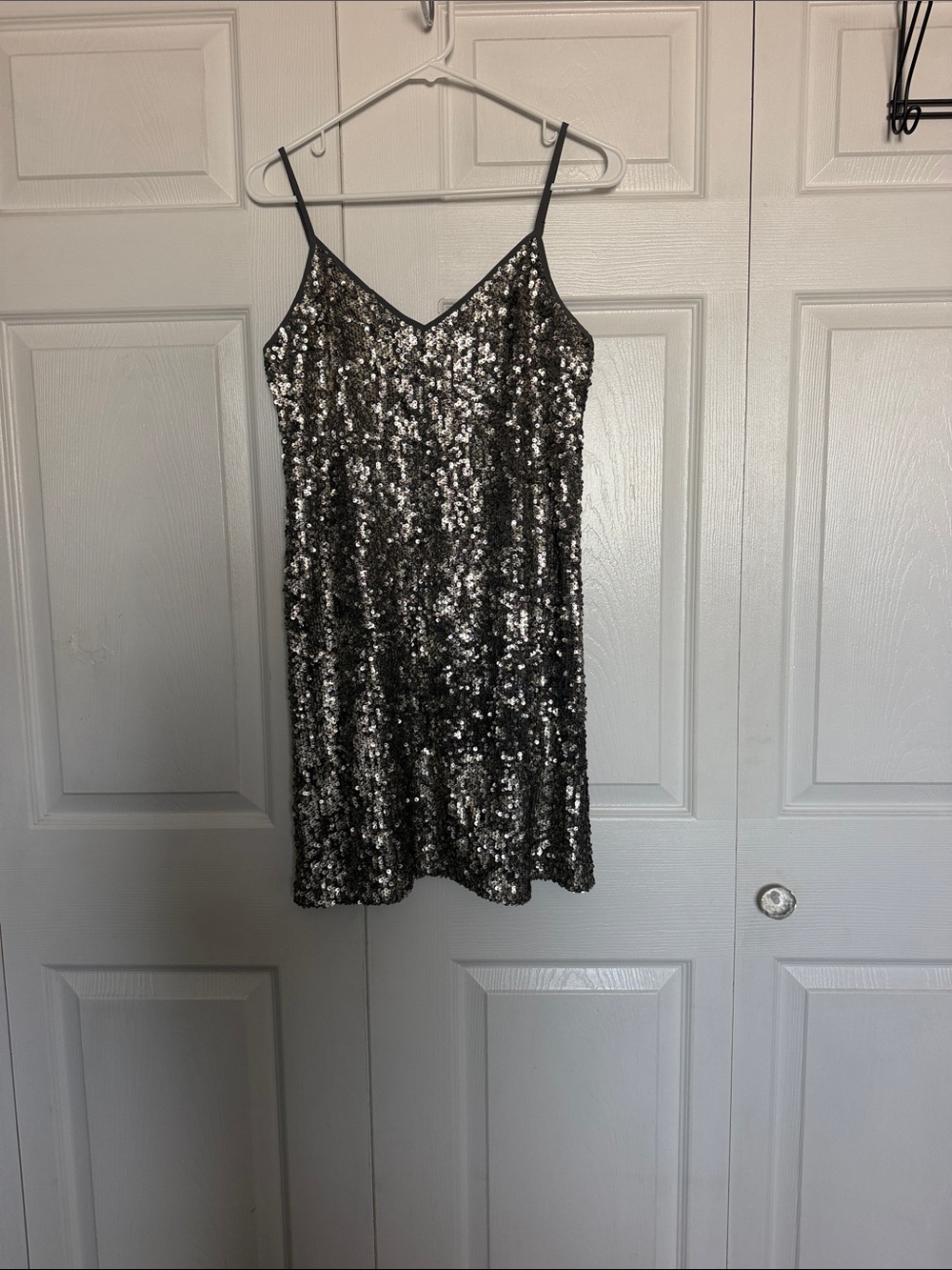 Abercrombie & Fitch Silver Sequin Slip Dress